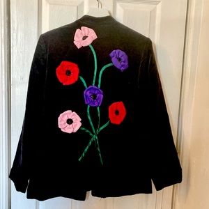 Vintage velvet blazer w/ flowers. Perfect for a rock n roll stage look